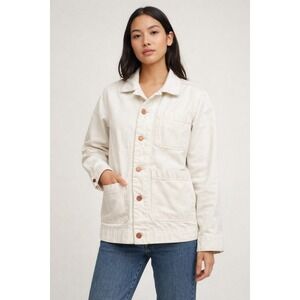 Everlane The Denim Chore Jacket Off‎ White Bone Cotton Utility Shacket Womens XS
